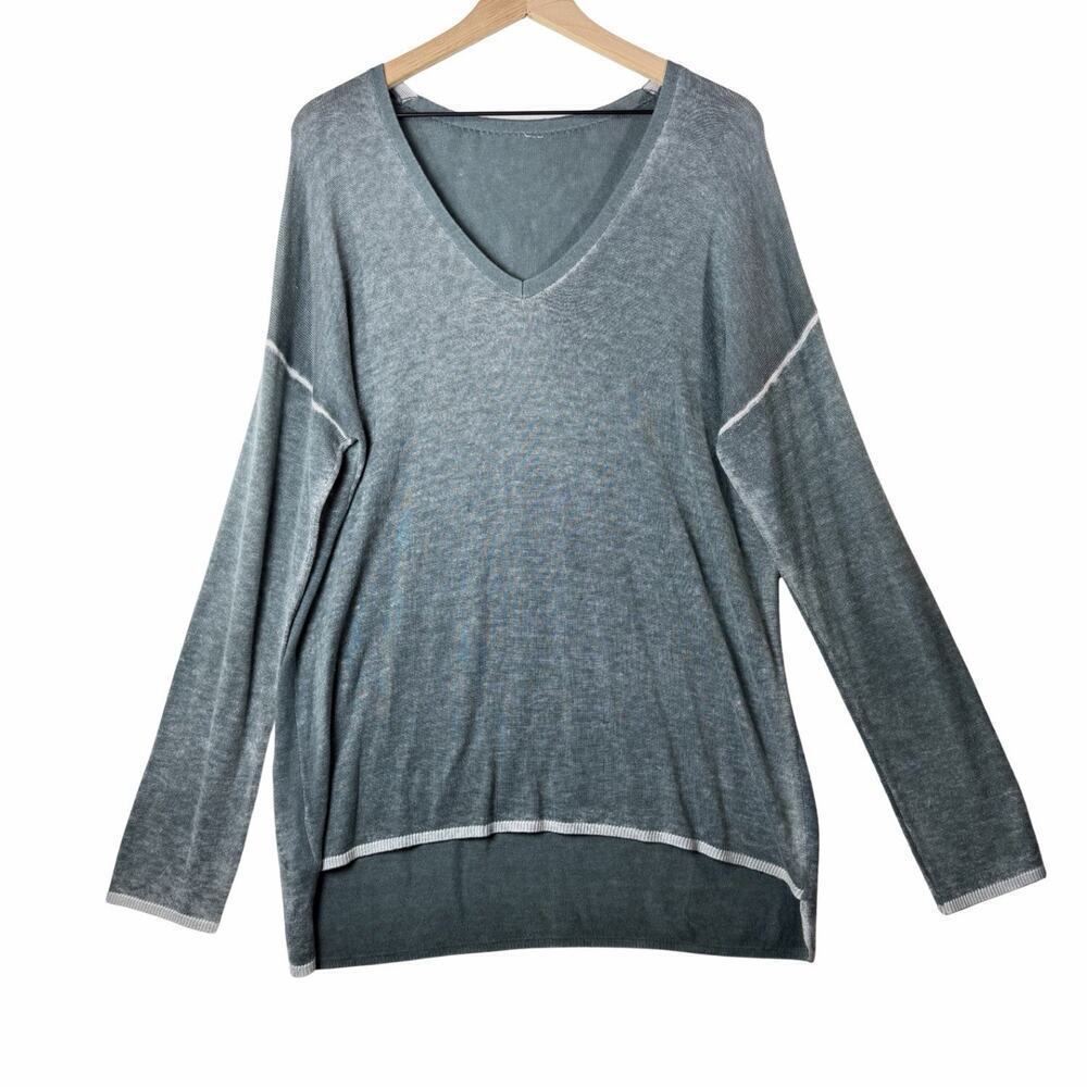 Lululemon Cashlu V-neck Sweater Green Cashmere Blend Pullover Women’s 14